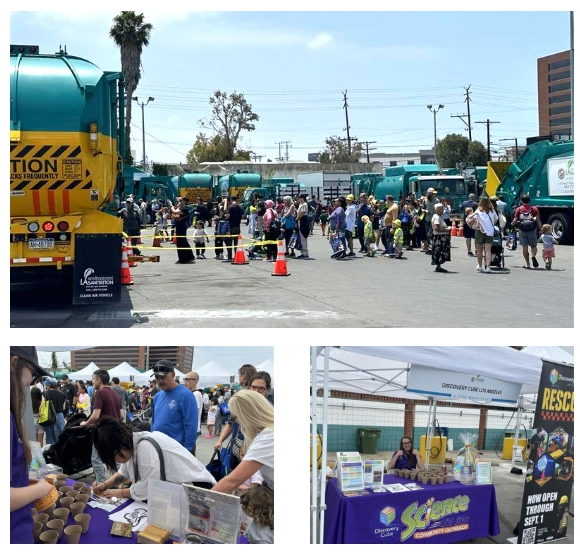 A three-photo collage of an outdoor event.