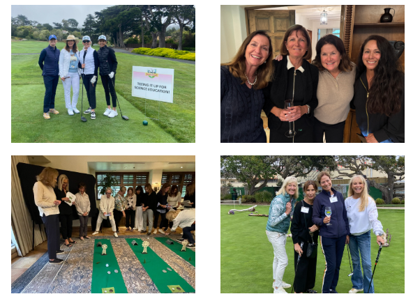 A 4 photo collage of a golf event