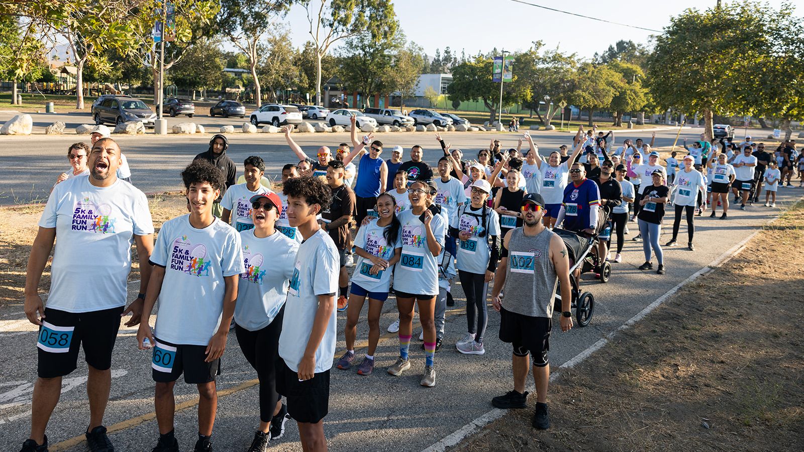 Participants waiting to start a 5k run.
