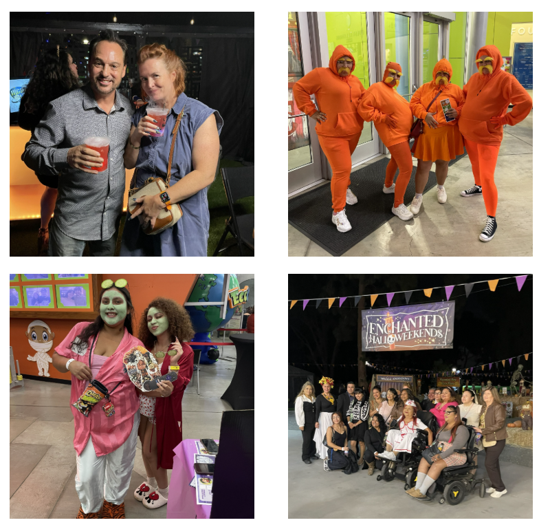 A collage of photos of the October Halloween Discovery Cube LA Night Out at the Cube event.